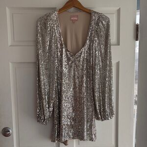 Show Me Your MuMu Sparkling Silver Sequin Dress